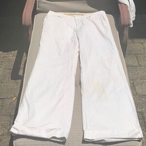 BANANA REPUBLIC SILK BLEND CREAM PINSTRIPE LINED PANTS, SIZE 8Long